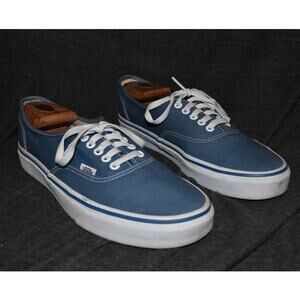 VANS Off the Wall Men's 10 Navy Blue Low Canvas Sneaker Skateboarding Lace-Up